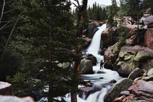 Alberta Falls Long Exposure Rocky Mountain National Park Colorado Dark — Stock Photo, Image