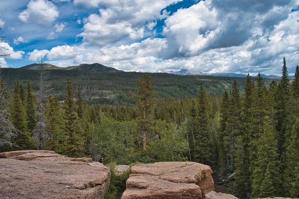 Looking Cliff Rocky Mountains Trees Visible Miles National Park Colorado — Stock Photo, Image