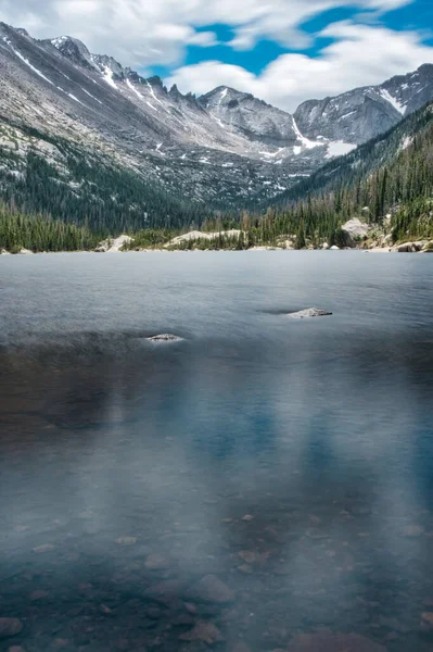 Lac Mills Dans Les Montagnes Rocheuses Colorado Longue Exposition Lac — Photo