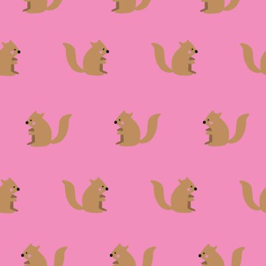 parlak pembe sincap kusursuz tekrar el çizilmiş çocuksu desen.