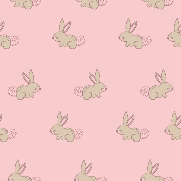 Kusursuz pembe pastel tavşancıklar. Şirin çizgi film vektör deseni. Kusursuz tekrarlama deseni.