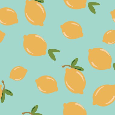 Antika Retro Dipsiz sarı nane yeşili yeşil deniz mavisi limon desenli. Hipster ürün modelinin vektör desenini tekrarla.