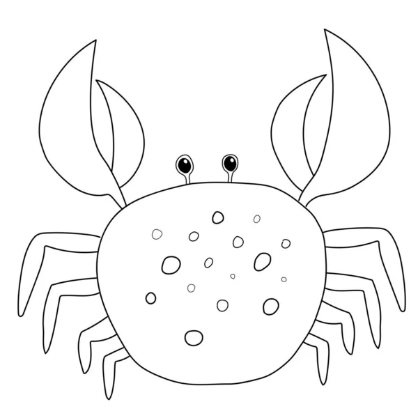 Crab Line art Black on white background Illustration doodle Monochrome Underwater World collection Icons and symbols Hand drawing sketch For web Print and Stencil Posters Invitation and greeting card. — Stock Photo, Image