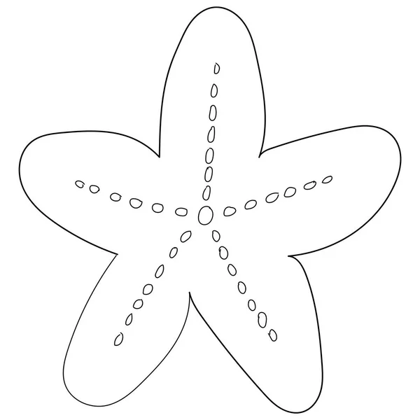 Starfish Line art Fekete fehér háttér Illusztráció doodle Monokróm Víz alatti világ gyűjtemény Ikonok és szimbólumok Kézrajz web-hez Nyomtatás és ceruza Plakátok Meghívó és üdvözlő kártya. — Stock Fotó