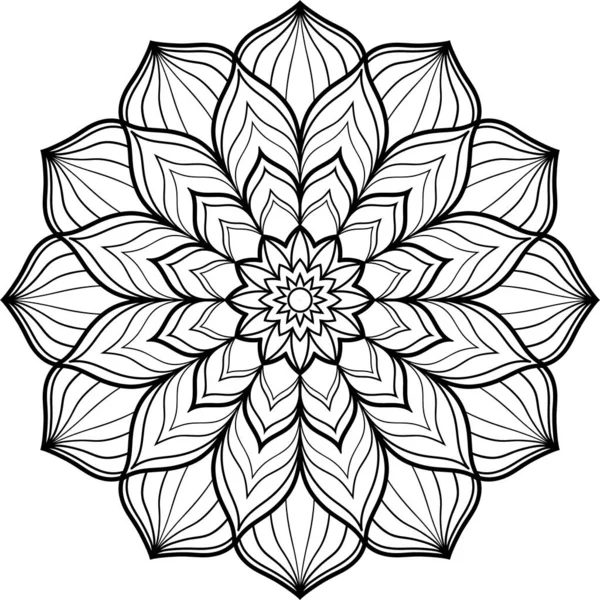 Mandala. Czarny na białym tle element dekoracyjny. Okrągła geometryczna abstrakcyjna sztuka linii. Ilustracja wzoru do kolorowania książki dla dorosłych, kart i innych dekoracji. — Zdjęcie stockowe