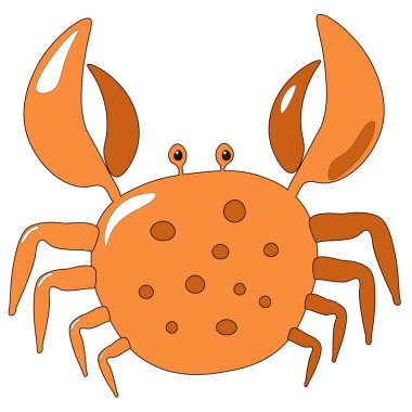 Beyaz arka planda şirin bir karikatür mercan yengeci. Su altı dünyası koleksiyonu. Simgeler, logolar ve semboller. Web Yazdırma ve Stencil Posterleri Davet ve tebrik kartı için.