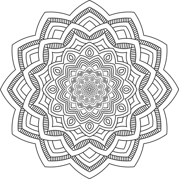 Vektor Mandala. Černá na bílém pozadí dekorativní prvek. Kruhová geometrická abstraktní čára. Ilustrace vzoru pro omalovánky pro dospělé, karty a další dekorace. — Stockový vektor