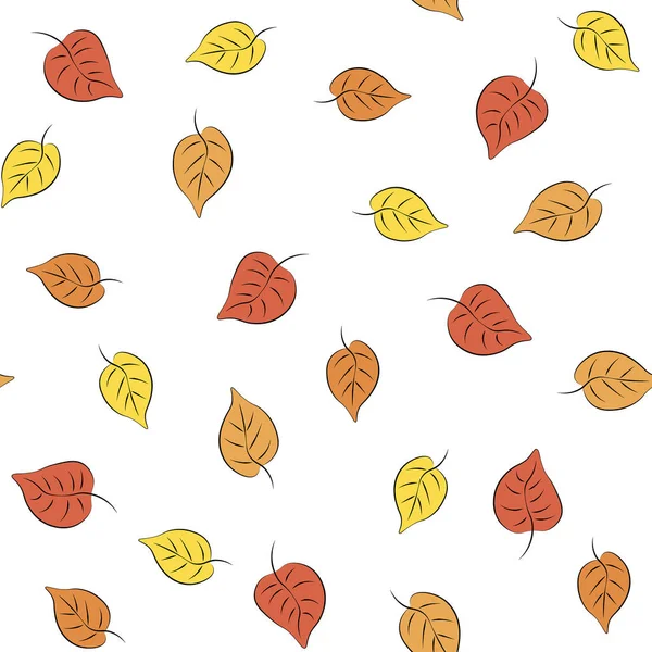 El otoño deja un patrón sin costuras. Otoño ilustración de hojas sobre fondo blanco. Fácil para tela de diseño, textil, impresión, icono para la cubierta, impresión de la camiseta, etiqueta, bandera, papel, diseño de tarjetas de invitación. —  Fotos de Stock