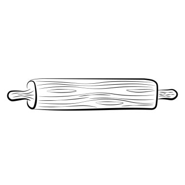 Vektör ikonu çizili merdane beyaz zemin elementlerine izole edilmiş mutfak gereçleri Doodle, basit taslak illüstrasyon simgeleri, logolar ve semboller Web, Yazdırma ve Şablon Posterleri için.