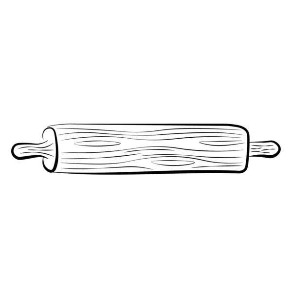 Vector icon Hand drawn rolling pin isolated on a white background Elements of kitchen utensils Doodle, simple outline illustration Icons, logos and symbols For web, Print and Stencil Posters. — Stock Vector