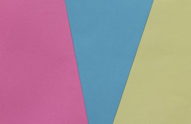 Yaratıcı geometrik Kağıt arka plan. Pembe, mavi, sarı pastel renkler. Soyutlama. Şablon. Üstten görünüm.