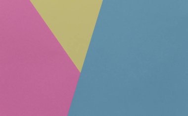 Yaratıcı geometrik Kağıt arka plan. Pembe, mavi, sarı pastelcolors. Soyutlama. Şablon. Üstten görünüm.