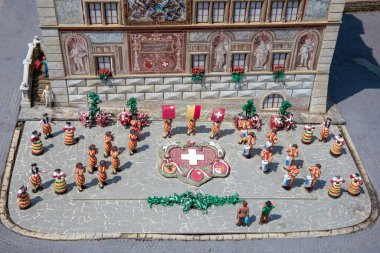 Melide / İsviçre - 21 Haziran 2020: Melide, Melide, Lugano, Lugano, İsviçre, Avrupa 'da yer alan açık hava minyatür parkı.