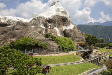 Melide / İsviçre - 21 Haziran 2020: Melide, Melide, Lugano, Lugano, İsviçre, Avrupa 'da yer alan açık hava minyatür parkı.