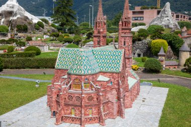 Melide / İsviçre - 21 Haziran 2020: Melide, Melide, Lugano, Lugano, İsviçre, Avrupa 'da yer alan açık hava minyatür parkı.