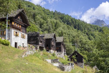 Salecchio (VCO), İtalya - 19 Haziran 2020: Salecchio Inferiore view, Antigorio Valley, Ossola, VCO, Piedmont, İtalya