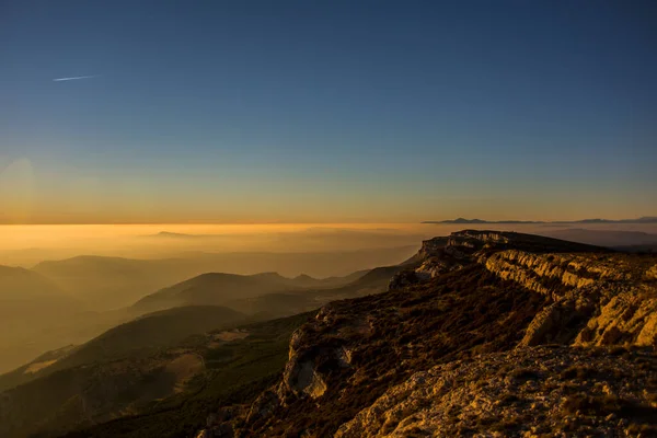 Zimní Západ Slunce Serra Del Montsec Lleida Španělsko — Stock fotografie