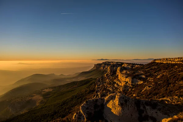 Zimní Západ Slunce Serra Del Montsec Lleida Španělsko — Stock fotografie