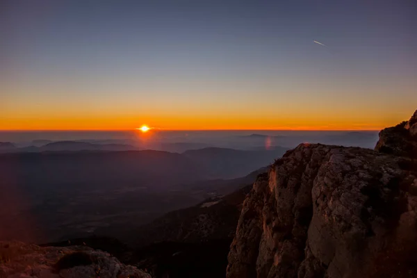 Zimní Západ Slunce Serra Del Montsec Lleida Španělsko — Stock fotografie