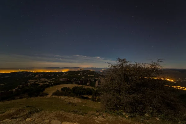 Nuit Lune Mola Peak Barcelone Espagne — Photo