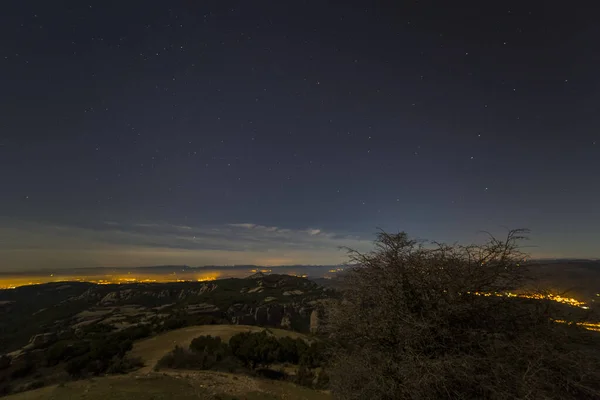 Nuit Lune Mola Peak Barcelone Espagne — Photo