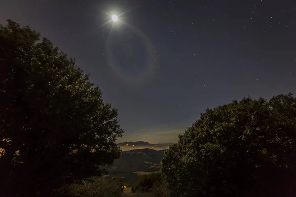 Luz Noche Luna Barcelona España — Foto de Stock