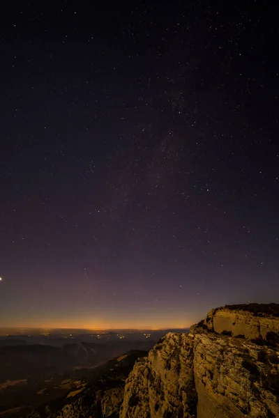 Winter Milky Way Serra Del Montsec Lleida Spain — Stock Photo, Image