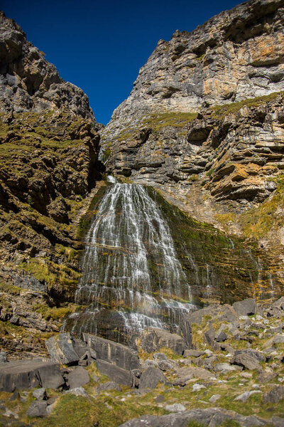 Cola De Caballo waterfall in Ordesa and Monte Perdido National Park, Spain