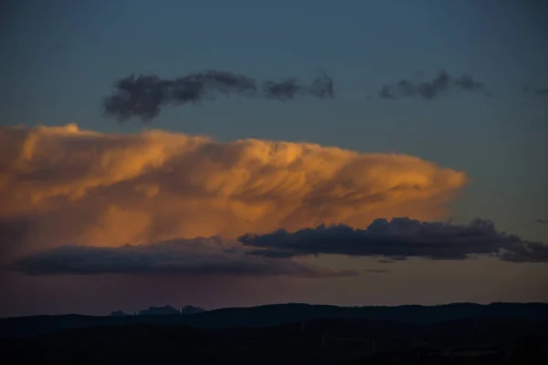 Tramonto Nuvole Tempesta Montserrat Barcellona Spagna — Foto Stock