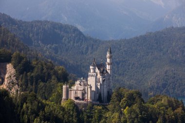 Güney Almanya, Bavyera 'daki Neuschwanstein Kalesi' nde yaz mevsimi. Avrupa