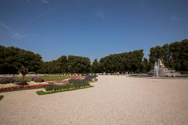 Fontana Nei Giardini Del Castello Isola Insel Herrenchiemsee Lago Chiemsee — Foto Stock