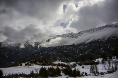 La Cerdanya 'da Kış Serra Del Cadi, Pireneler, İspanya