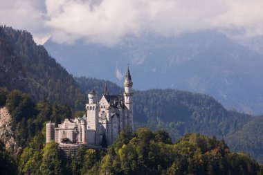 Güney Almanya, Bavyera 'daki Neuschwanstein Kalesi' nde yaz mevsimi. Avrupa