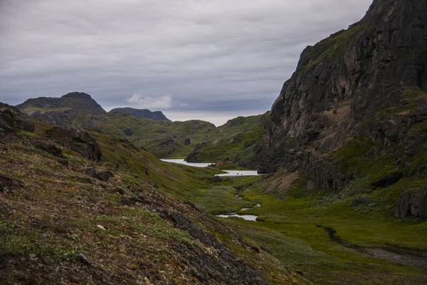 Montanhas Verdes Nos Fiordes Narsaq Sudoeste Groenlândia — Fotografia de Stock