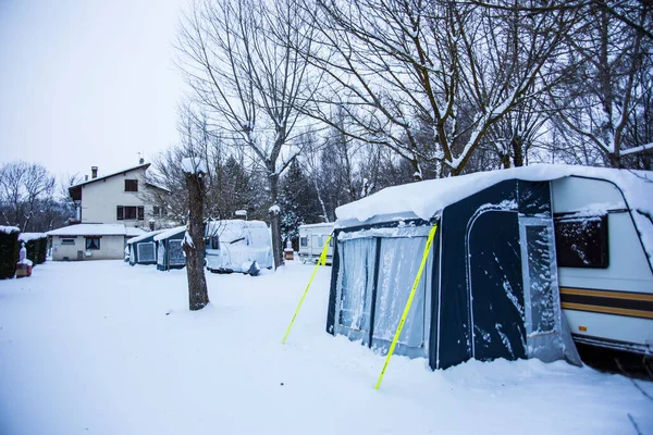 Acampamento Inverno Cerdanya Pirinéus Espanha — Fotografia de Stock