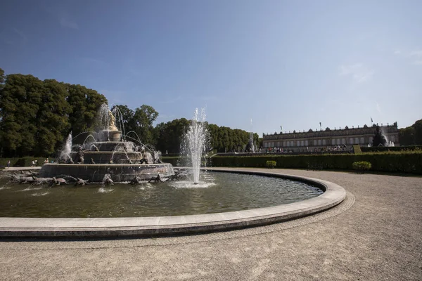 Fuente Los Jardines Del Castillo Isla Insel Herrenchiemsee Lago Chiemsee — Foto de Stock