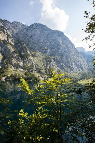 Ανατολή Ηλίου Στη Λίμνη Obersee Βαυαρία Νότια Γερμανία Ευρώπη — Φωτογραφία Αρχείου