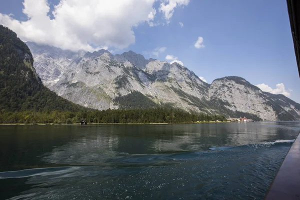 Sommarscen Konigsee Sjö Bayern Sydtyskland Europa — Stockfoto