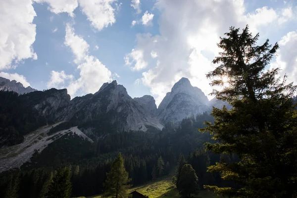 Pôr Sol Verão Nas Montanhas Dos Alpes Norte Áustria Europa — Fotografia de Stock