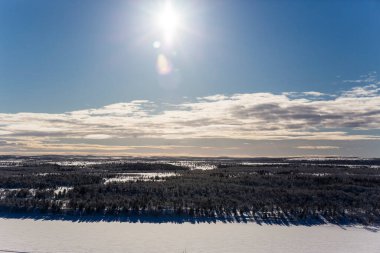 Nuorgam, Lapland, Finlandiya 'da kış günbatımı