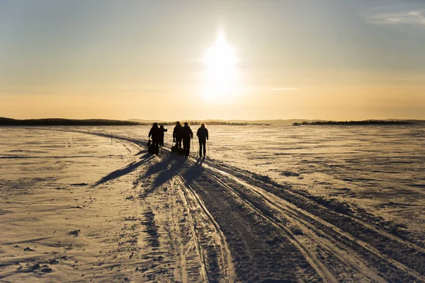 Inari Gölü, Laponya, Finlandiya 'da kayak gezisi