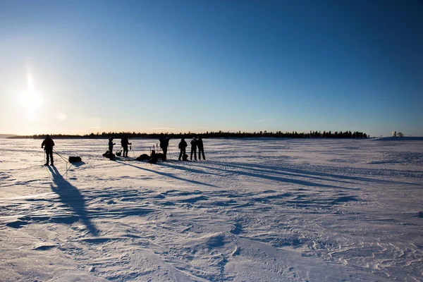 Ski Expedition Inari Lake Lapland Finland — Stock Photo, Image