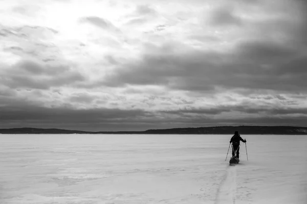 Ski Expedition Inari Lake Lapland Finland — Stock Photo, Image