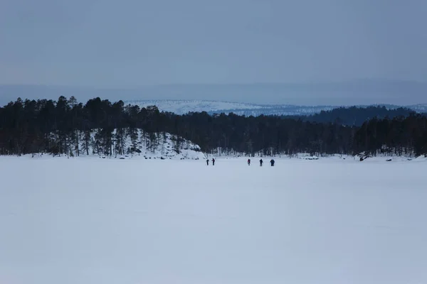 Skitour Inari See Lappland Finnland — Stockfoto