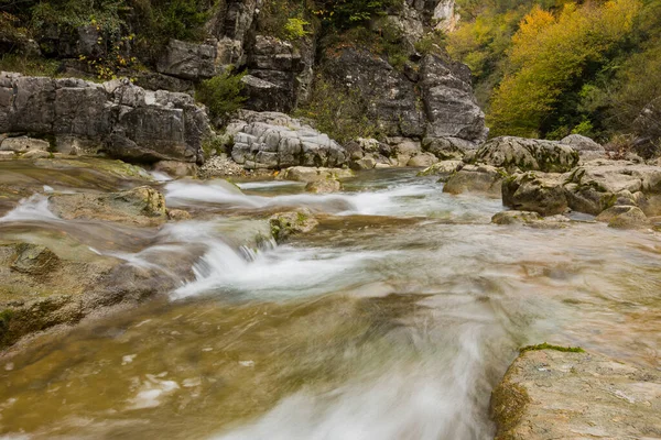 Herbstszene Ordesa Und Nationalpark Monte Perdido Spanien — Stockfoto