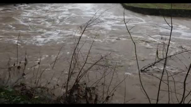 Πλημμύρες Στην Πόλη Olot Garrotxa Girona Ισπανία Ιανουάριος 2020 — Αρχείο Βίντεο