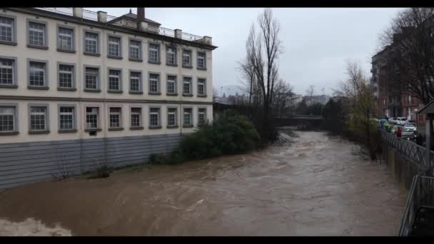 Inondations Dans Ville Olot Garrotxa Gérone Espagne Janvier 2020 — Video