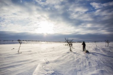 Nuorgam, Laponya, Finlandiya 'da kayak gezisi