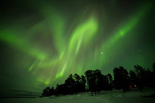 Noorderlicht Inari Lake Lapland Finland — Stockfoto