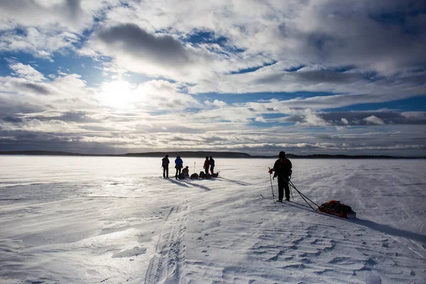 Ski Expedition Inari Lake Lapland Finland — Stock Photo, Image